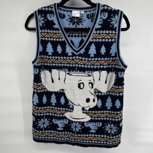 National Lampoon's Christmas Vacation Mens Size XL Sweater Vest Blue Moose